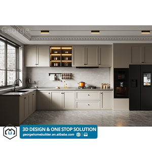 Phong cách Mỹ nhà máy tùy chỉnh Shaker rắn gỗ Bồn Rửa Nhà Bếp thạch anh đá Countertop đồ nội thất nhà bếp thiết kế cho biệt thự - Product Image 1