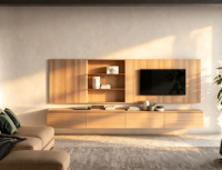 Meuble TV en bois moderne de style européen, réglable, pour salon, chambre, entrée, hôpital, entrepôt, compatible avec les téléviseurs de 65 pouces et plus, fixation murale, pour entrepreneur en aménagement intérieur