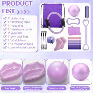 13PCS Yoga Pilates Accessories Kit Fitness Resistance <b>Band</b> Home <b>Workout</b> Kit Portable Pilates Set with Anti Slip Pilates Socks - Product Image 6