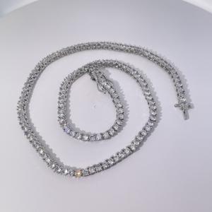 Collar de cadena estilo tenis Tianyu Gems, chapado en oro e incrustado con circonita cúbica grande, joyería moderna de estilo hip-hop. - Product Image 3