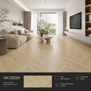 Carreaux de porcelaine effet bois moderne en chevrons (herringbone) 600x1200mm, brillants, résistants à l'usure, pour sol de salle de bain, garantie 5 ans - Product Image 3