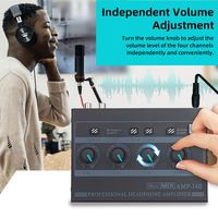 Amplificateur de casque professionnel 4 canaux avec logo gratuit, adaptateur d'alimentation externe pour usage domestique/club