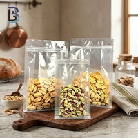 Sacs transparents Lebei pour l'emballage des noix, des biscuits, du café, sacs plats en PET/PE imperméables avec fermeture éclair