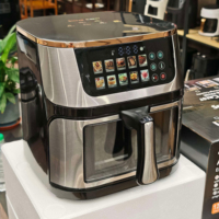 Nouvelle friteuse à air électrique moderne 10-en-1 avec écran tactile LCD, sans huile, en acier inoxydable, capacité de 8 L, avec fonction de cuisson