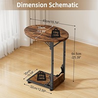 Table d'appoint pliante d'angle avec cadre métallique en forme de C, support TV, idéale pour canapé, salon, chevet, café, bureau, tables de loisirs Z-40