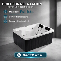 Bain à remous intelligent double personne en acrylique, grand format, avec bulles et massage par jets, autoportant, de luxe, pour une immersion profonde