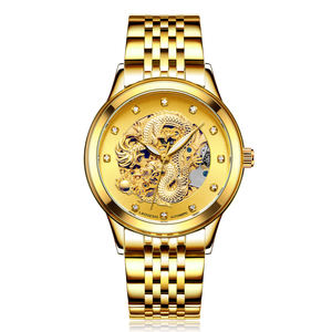 Reloj de pulsera de malla para hombre, resistente al agua, reloj mecánico automático de alta calidad, con esqueleto - Product Image 2