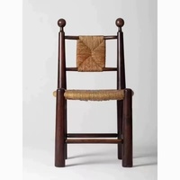 Chaise de salle à manger en rotin tressé avec structure en bois, chaise vintage en rotin naturel