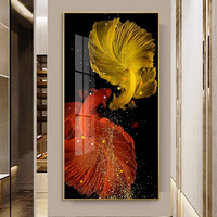 Peinture murale abstraite de luxe en porcelaine cristalline, motif 9 carpes koï porte-bonheur, art moderne pour salon, vente en gros