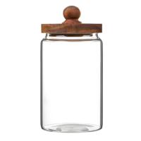 Bocal de conservation des aliments en verre avec couvercles en bois d'acacia bocaux en verre transparent hermétique hermétique bocal en verre hermétique pour épices
