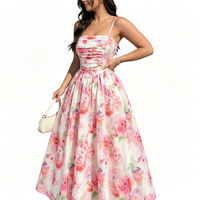 Robe corset moulante sans bretelles à imprimé floral estival, élégante et tendance, idéale pour les soirées et les fêtes