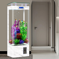 Aquarium carré intelligent et compact en verre, écologique, sur pied, de type ornemental