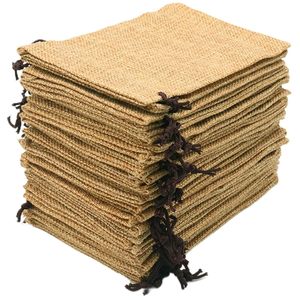 Sacs cadeaux réutilisables en jute et lin écologiques avec cordon de serrage pour bijoux, mariage, bricolage, emballage cadeau réutilisable, pochettes en jute - Product Image 1