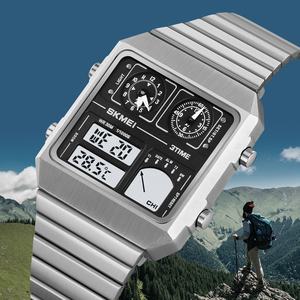 <span class=keywords><strong>Reloj</strong></span> SKMEI 2198 para Hombre, <span class=keywords><strong>con</strong></span> Logotipo Personalizado, Dorado y Negro, Termómetro, Multifuncional, de Acero, <span class=keywords><strong>con</strong></span> Tres Zonas Horarias, Digital - Product Image 4