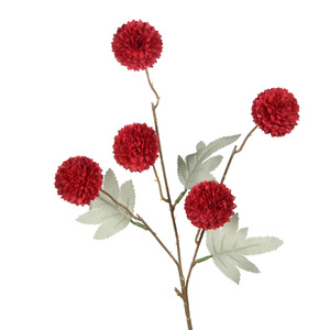 Flor de Crisantemo Artificial, Rama Individual con 5 Cabezas, Flor de Seda Roja para Decoración del Hogar y Bodas - Product Image 1