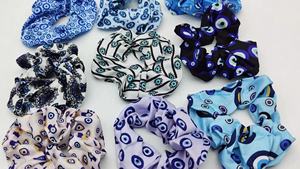 Modisch aktuell individuelles logo tag zerknittert elastisches haarband zubehör geschenk druck wimpern druck wimpern zerknittert böse augen zerknittert - Product Image 4