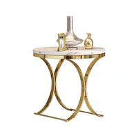 Table basse de salon moderne en acier inoxydable doré avec plateau en marbre, durable, ronde, meubles de luxe pour la maison