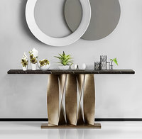 Meubles de villa de haute qualité table en marbre noir table console intérieure en acier inoxydable