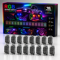 Lampes LED tout-terrain LD DREAM 16 Pod Full Angle RGBW Multicolore IP67 Étanche 12V pour Châssis et Cavités de Roues de Véhicules Tout-Terrain, Lot de 2, 8 Voies