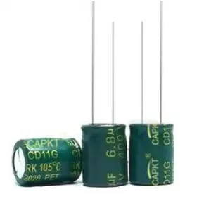 400V6.8UF 08*12mm 105C-2 Aluminum Electrolytic Capacitors With Guide Pins High-Temperature Rated For Durability