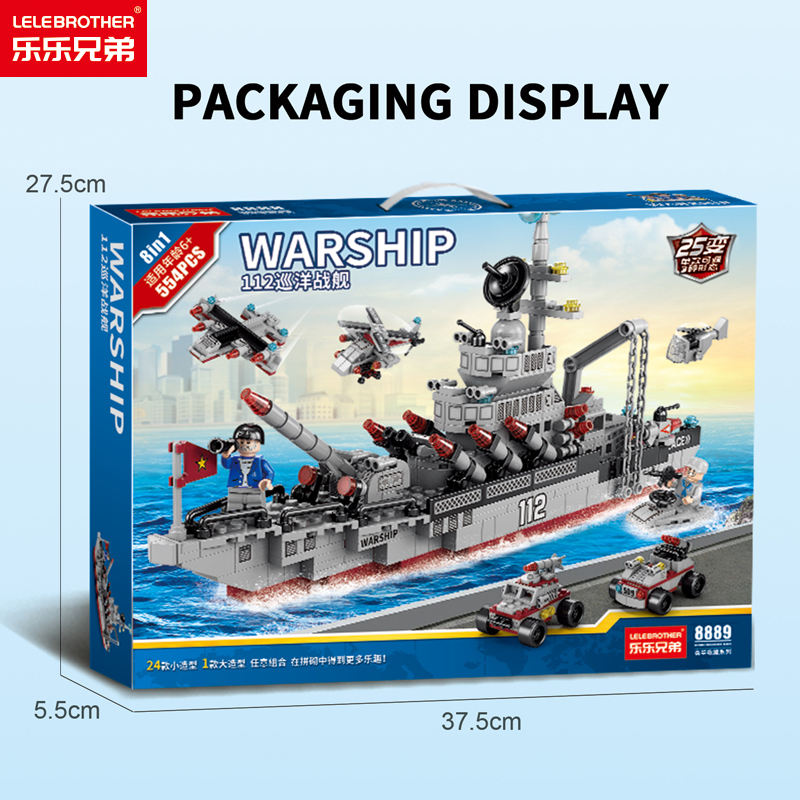 8889 112 Navire de guerre à fond rouge 554 pièces