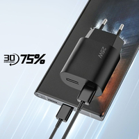 Chargeur intelligent 25 W PD QC USB-C GaN, adaptateur de voyage avec design écologique pour appareil photo et écouteurs, prise universelle EU/US/UK