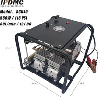 Système de compresseur d'air sans huile 12V 550W alimenté par batterie, pompe à vide, 1x50 FT de tuyau