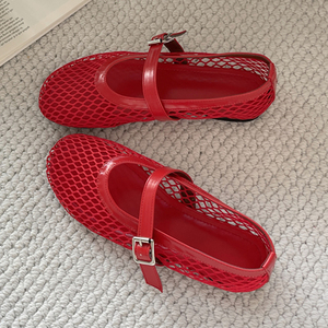 2025 New Fashion Women's Flat Mesh Summer Sandals Hollow Hand-woven Sexy Beach slippers High Top Outdoor Use - Product Image 1