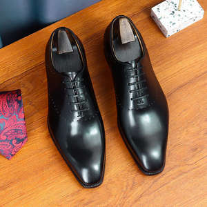 Zapatos de cuero para hombre hechos a mano, de alta calidad, con logotipo personalizado, para bodas, trajes casuales, oficina, negocios, zapatos de vestir y Oxfords. - Product Image 1