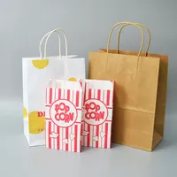 Custom Logo Print Kraft Food Popcorn Lunch French Fries Grease Proof Paper Bag for Food Takeaway Packaging