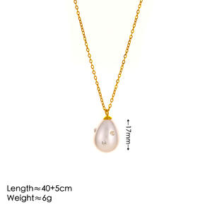 פטינגה אמריקה חוצה גבולות אופנה רטרו אור יוקרה חומר נירוסטה חומר נירוסטה נשים בצורת טיפה יהלומים פנינים - Product Image 4