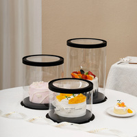 Bohe BHCB-R Boîte à gâteau transparente en PET de qualité alimentaire pour pâtisserie, biscuits, anniversaires, 4-10 pouces, simple/double couche, impression offset