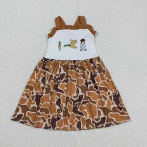 New Arrival Girls Casual Summer Knee-Length Blue Floral Print Puff Sleeve Dress with Cross <b>Back</b> Bow <b>Tie</b> - Product Image 4
