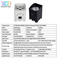 WEDOSTAGE Nuevo Foco LED RGBWAUV 6 en 1 de 4*18W con Batería Recargable DMX512, Clasificación IP33 y Control por Aplicación para KTV, DJ y Escenarios