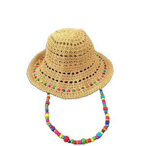 Rainbow Holiday Beaded <b>Straw</b> <b>Hat</b> Wide Brim Sun Protection Foldable Y2K Style For Women - Product Image 5