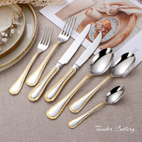 Service de couverts en argent antique pour hôtel et restaurant, de haute qualité, en acier inoxydable 304, en argent et en or, pour mariage