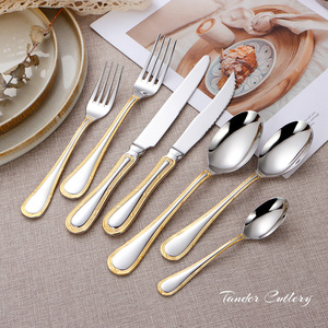 Set di Posate Antiche per Hotel e Ristoranti, Alta Qualità in Acciaio Inox 304, Set di Posate in Argento e Oro per Matrimoni - Product Image 2