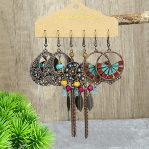Fashion Dangle Earrings Alloy Bohemia Feather <b>Drop</b> Women's Party Jewelry - Product Image 3