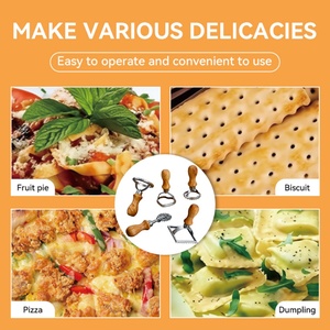 Ensemble de découpeurs à raviolis multi-formes en métal jetables avec manche en bois, compatibles lave-vaisselle et four, pour pâtes, raviolis et cuisine maison - Product Image 4