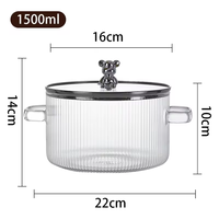 LOMATO – Nouvelle marmite à soupe en verre borosilicate épais, design ours mignon, deux anses, bol à nouilles, pot à lait, compatible induction