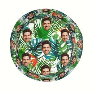 Custom Hawaiian Tropical <b>Leaves</b> Bucket Hat Men Women White Background Cartoon Fisherman Cap Personalized Printed Face Fishing - Product Image 3
