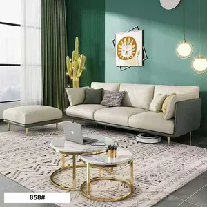 Mobiliário de luxo moderno, sala de estar, sofá de tecido com 3 lugares, tecido estofado para relaxar