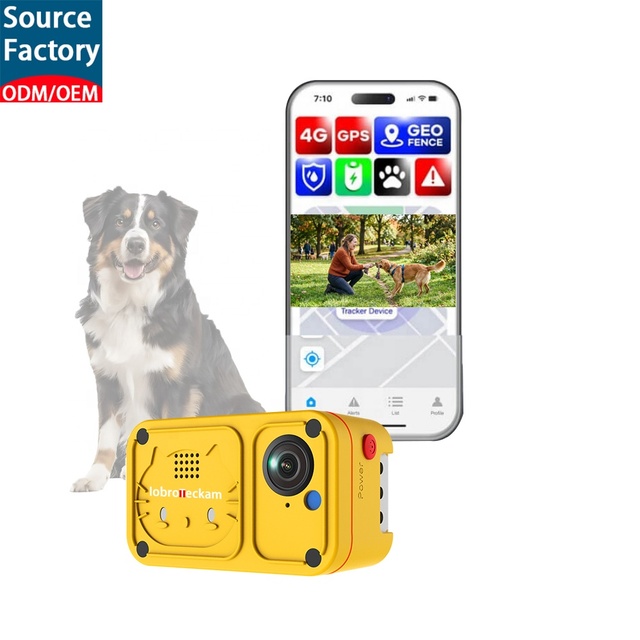 Iobroteckam 4G LTE Real Time Outdoor Pet GPS Tracker Camera IP68 Waterproof HD Video Live Tracking Device for Dogs and Cats