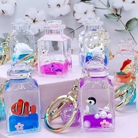 Porte-clés en PVC rempli de liquide, cadeau promotionnel OEM/ODM, service personnalisé, porte-clés en plastique acrylique à mouvement liquide