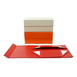 Caja de regalo plegable personalizada 8*8*5 pulgadas cuidado de la piel lápiz labial cosmético caja plegable con cinta caja de regalo magnética