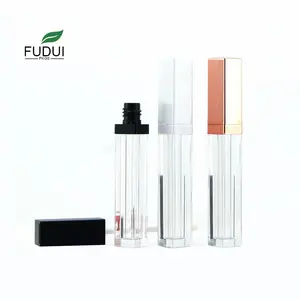 tube 3 couleurs Suppliers-FUDUI DN318 — bouteille de brillant à lèvres 3 couleurs, tube de brillant carré de 5ml, conteneur de rouge à lèvres liquide, étiquette privée
