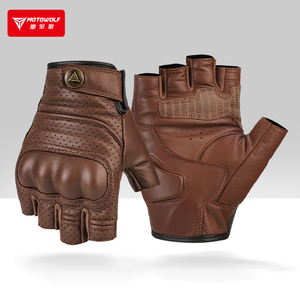 Gants de <span class=keywords><strong>moto</strong></span> en <span class=keywords><strong>cuir</strong></span> véritable MOTOWOLF GM1-C, gants de <span class=keywords><strong>moto</strong></span> à demi-doigts pour l'été, gants de motocross - Product Image 5