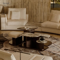 Ensemble de tables basses modernes en pierre frittée de luxe italien, modulaires et géométriques, pour salon et villa