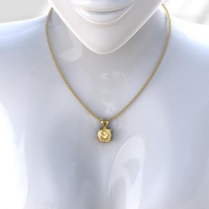 Cushion Fancy Yellow Lab Grown Diamond Pendant, Yellow Moissanite Pendant For Women, Bunny Ear Bale, Wedding/Anniversary <b>Gift</b> Pe - Product Image 2