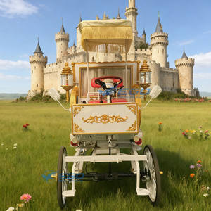 2025 Lujoso carruaje de caballos blanco real y dorado de Queen's Sightseeing Victoria Electric Horseless Carriage Cart - Product Image 1